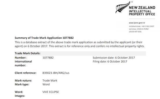 HTC申请新商标 有可能是全新一代Eclipse虚拟现实设备